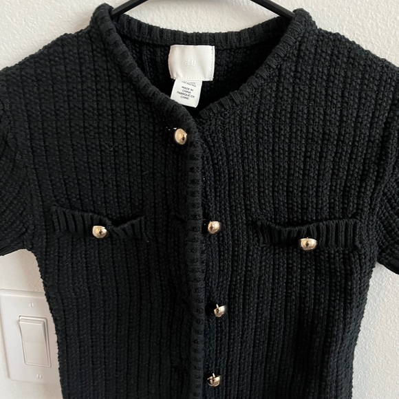 H&M Tops - Black Knit shirt with Gold Buttons